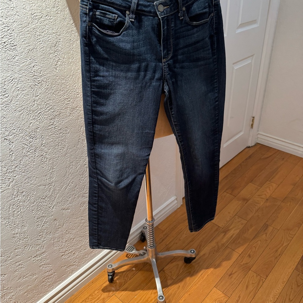 PAIGE Blue Ankle Cropped Jeans with Vintage Fading